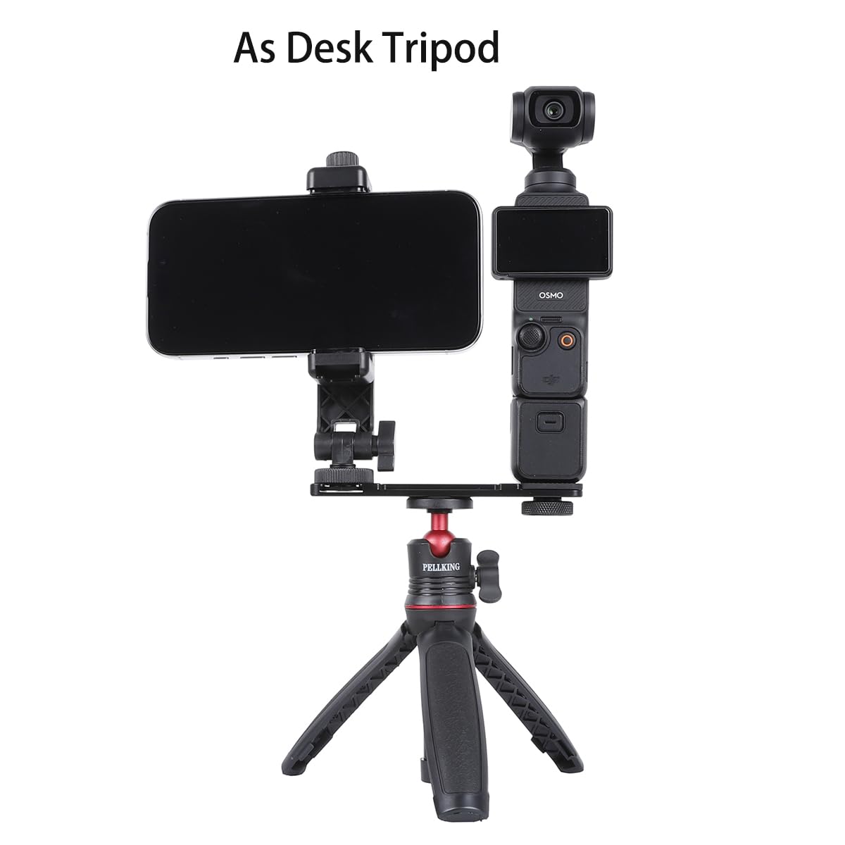 PellKing Osmo Pocket 3 Phone Holder Set Expansion Accessories + Universal Mini Extension Pole Tripod Compatible with DJI OSMO Pocket 3 and Smartphone