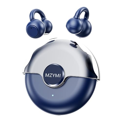 MZYMI Open Ear Earbuds, Bluetooth 5.4 Clip On Headphones,with Mic, 56H Playtime, IPX5 Waterproof, Clip-On Fit, Clear Audio, for Small Ears, Workout…