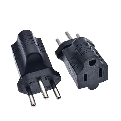 Tekit Swiss US Plug Adapter Electrical Adapter,USA NEMA 5-15R Receptacle to Switzerland Swiss SEV 1011 Plug,Swiss to US 3 Prong 5-15R Power…