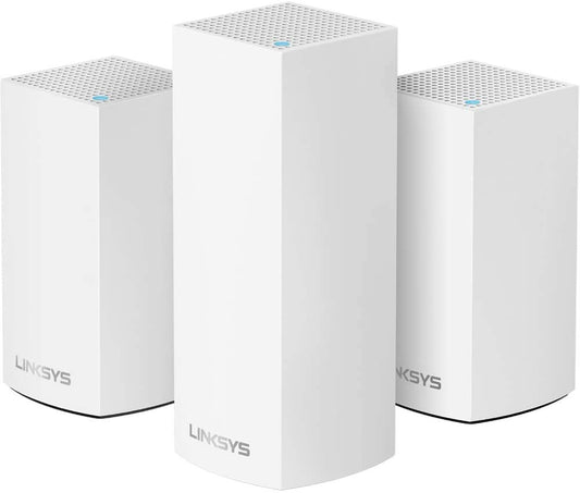 Linksys WHW0203 Velop Home Mesh Wi-Fi System Bundle (Dual/Tri-Band Combo) - Wi-Fi Router/Wi-Fi Extender for Whole-Home Mesh Network (3-Pack, White)