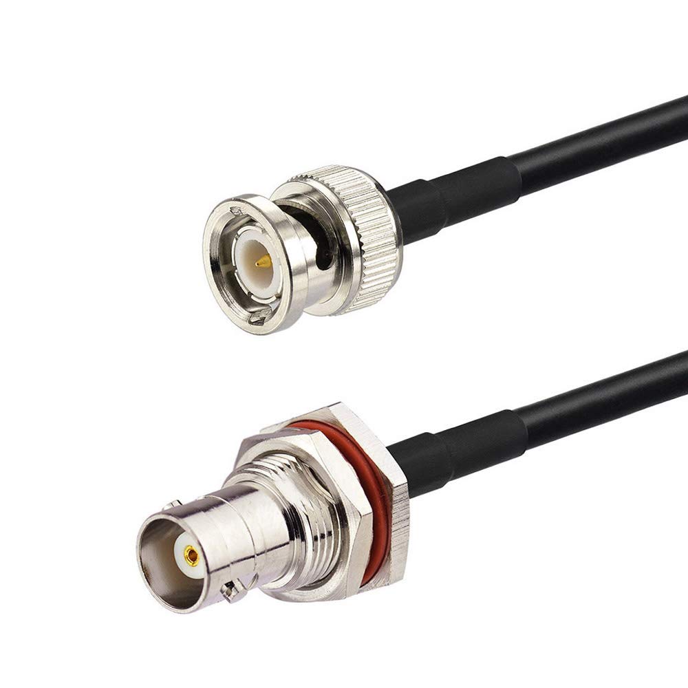 Bingfu BNC Male to Female Bulkhead Mount RG58 Coax Jumper Cable 2m 6.5 feet for Wireless Microphone System Receiver Amateur Mobile CB Radio UHF VHF