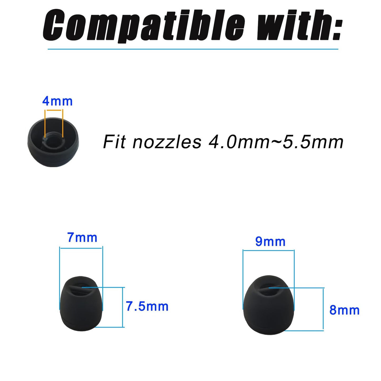Mijusun Small Ear Tips Extra Small Earbuds Tips Replacement for Wireless Wired in-Ear Earphones fit 4.0mm-5.5mm Nozzles White