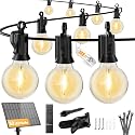 Brightown 108FT 52LED Solar String Lights Outdoor with Remote & USB Port, Shatterproof Bulbs, Dimmable & Timable, 3 Modes, Patio Lights Solar Powered