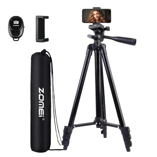 55" Phone Tripod, Camera Tripod for iPhone with Remote Shutter Gopro Holder and Universal Clip, Compatible with iPhone/Android/Sport Camera Perfect