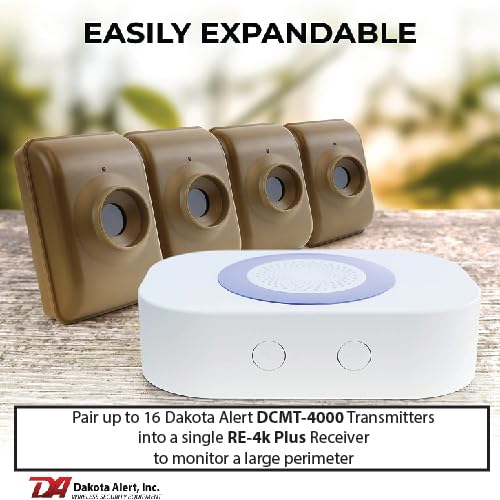 Dakota Alert Long Range Driveway Alarm Motion Detector - DCMA-4k Plus One Mile Wireless Range Alarm System - DCMT-4000 Transmitter & RE-4k Plus
