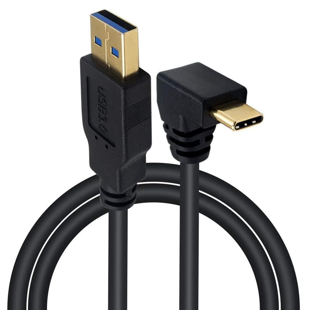 MTUERANC USB to USB C 90 Degree Cable, 5FT Type A Male to Type C Male Up & Down Angle Fast Charging Cable for Mobile Phones, Tablets (1.5m)