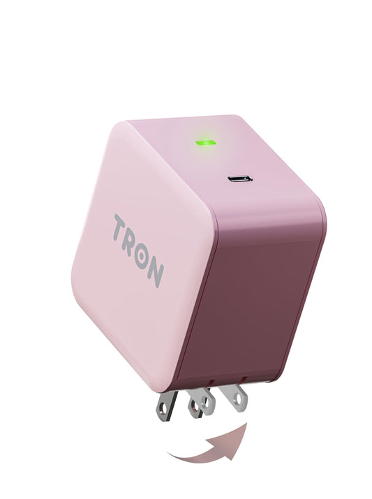 Tron 25W Power Adapter, Black, High-Powered USB Type-C Charging Adapter, Perfect for Home, Office or On-The-Go Use (Pink)