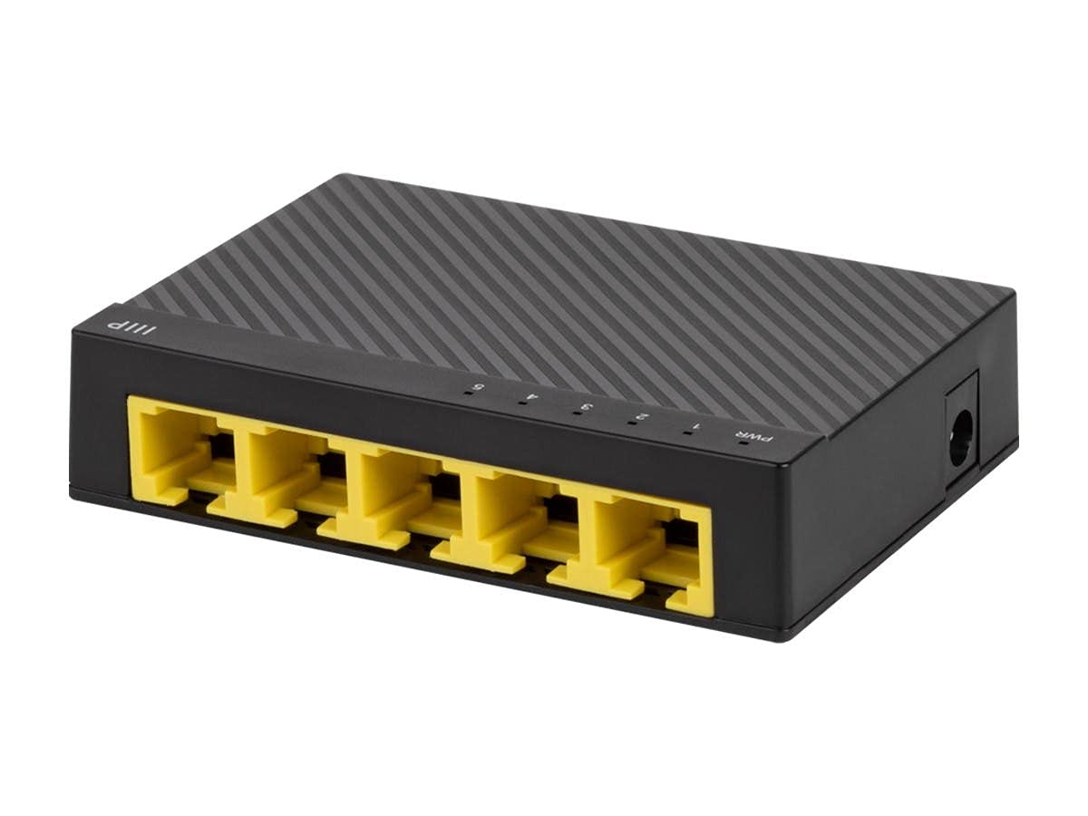 Monoprice 5-Port 10/100/1000Mbps Gigabit Ethernet Unmanaged Desktop Switch, IEEE 802.3ab, Cat5e, Plug and Play, Fanless Design, for Gaming
