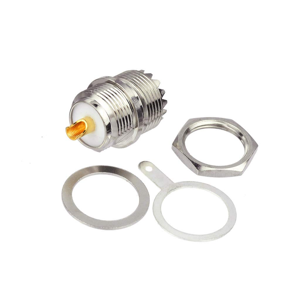 wlaniot SO239 Bulkhead Connector UHF Female Nut Bulkhead Handle Deck Clip Solder Cup Panel Mount Straight Connector 3pcs