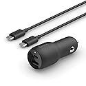 Belkin 37W Dual Port Fast Car Charger with 3.3ft USB-C Cable Included, USB-C 25W PPS Port and USB-A 12W Port for Galaxy S23, S23+, Ultra, Note20