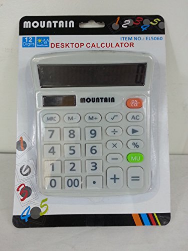 PrimeTrendz 12 Digit Mountain Calculator for Home or Office Universal Functionality and Solar/Battery Powered with Large Buttons(Packaging May Vary