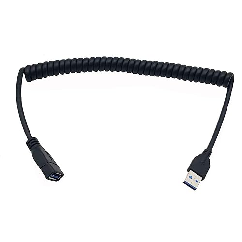 Seadream High Speed USB 3.0 Male to Female Retractable Spring Coiled Extension Cable,Stretched Length About 5Feet