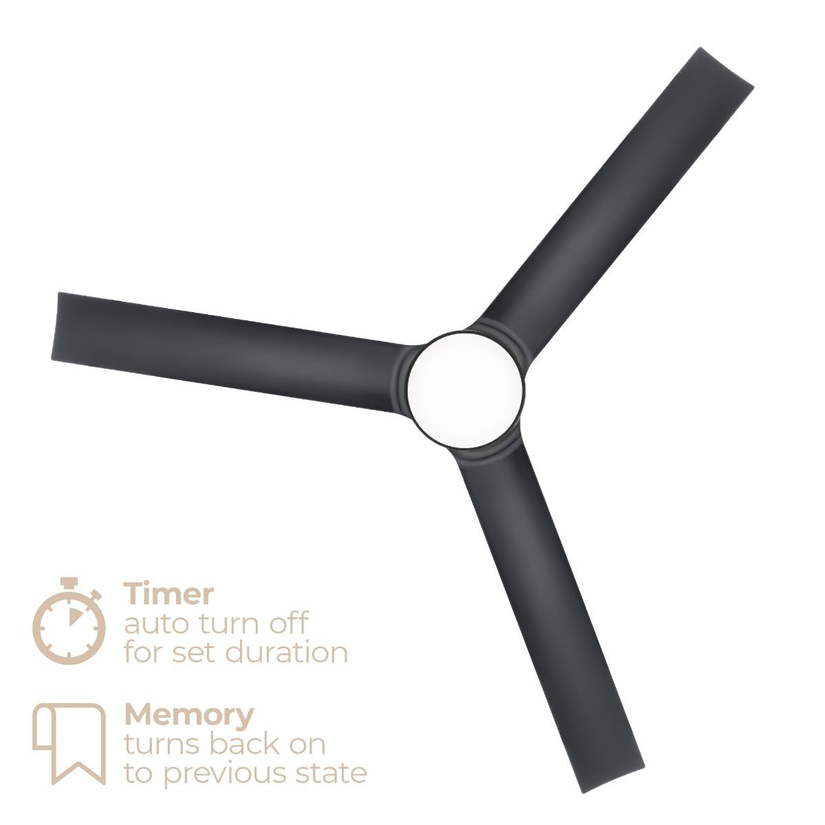 East Grove Home Cyclone 52in 3-Blade Smart Indoor or Outdoor Ceiling Fan 2700K-6000K CCT Tunable Range LED Light Kit in Matte Black Works With iOS or
