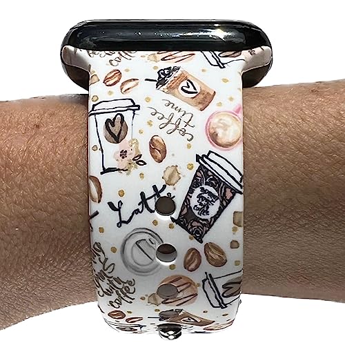 Lux Bands Smart Watch Bands for Women, Coffee Printed Silicone Watch Band, (38-41mm Small/Medium) Ladies Watch Strap Compatible with Smartwatches