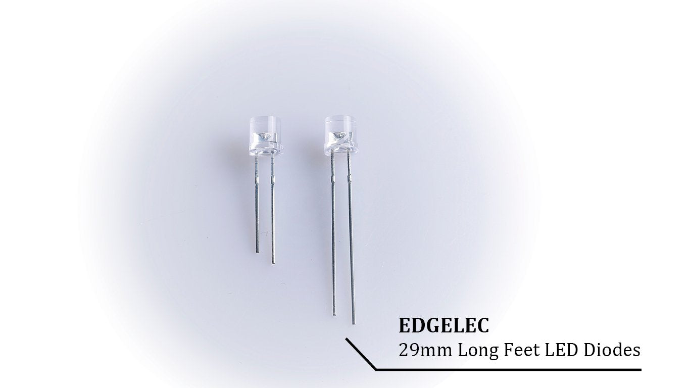EDGELEC 200pcs 10 Colors x 20pcs 5mm LED Light Emitting Diode Assorted Kit 29mm Lead Clear Round Lamp White Red Blue Green Yellow UV Bright LEDs Bulb
