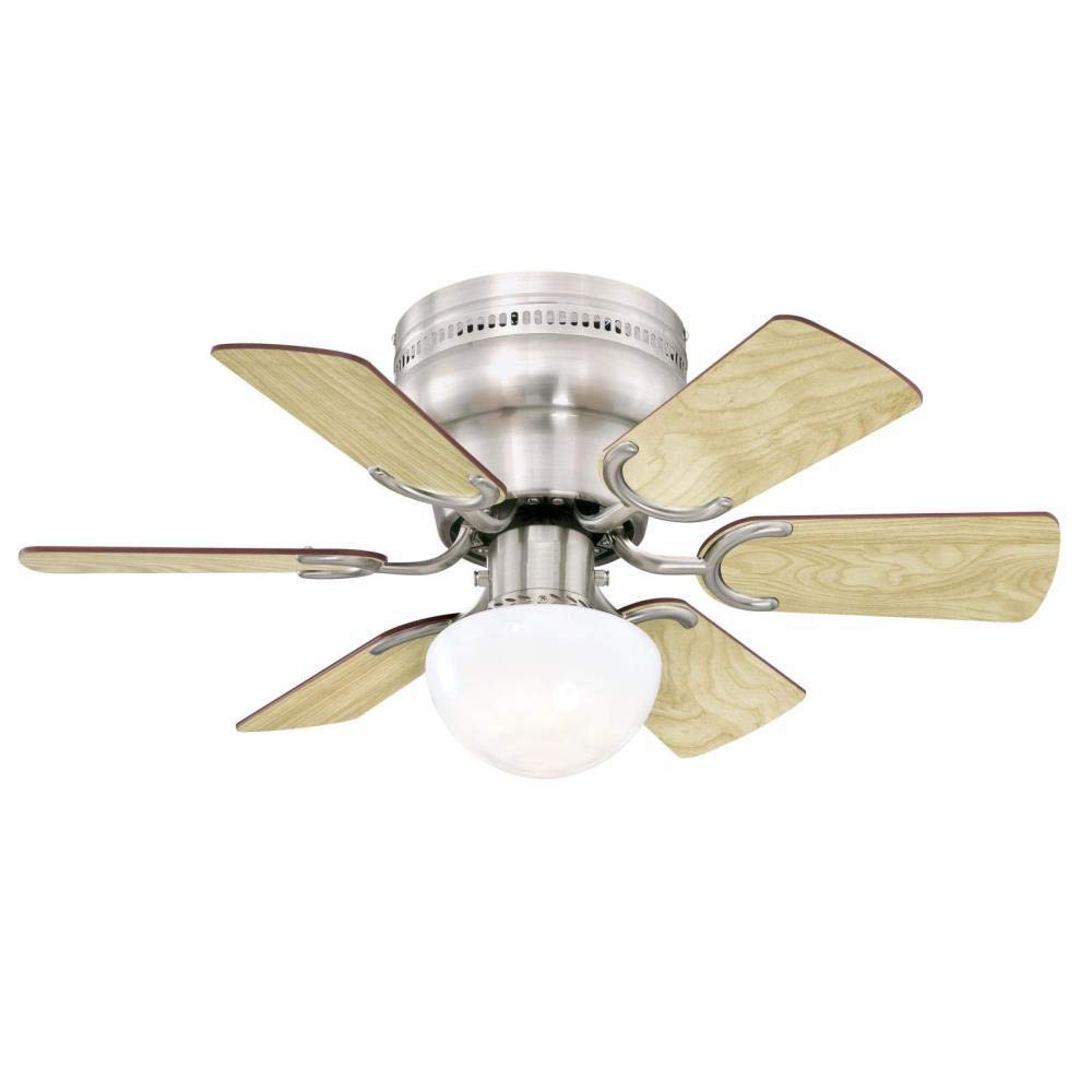 Ciata Lighting Petite 30-Inch Indoor Ceiling Fan in Brushed Nickel Finish with Dimmable LED Light Fixture in Opal Mushroom Glass with Reversible