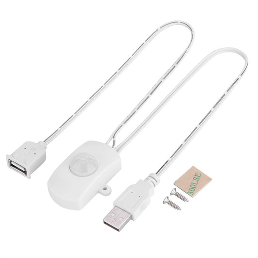fosa LED PIR Motion Detectors Mini PIR Infrared Motion Sensor Detector Automatic DC 5-24V 4A LED Strip USB Interface (White)
