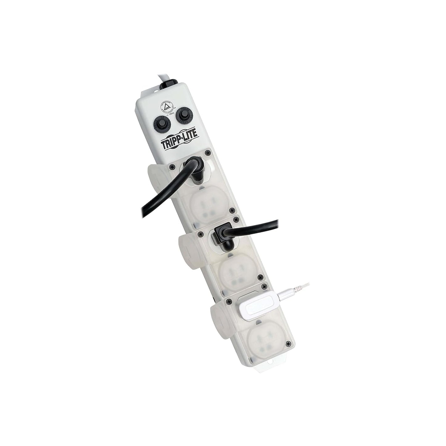 Tripp Lite Safe-IT Medical Grade Power Strip for Patient Care Vicinity, 6 Hospital-Grade Outlets, 120V, 15 ft. Right-Angle Cord, UL 1363A, White