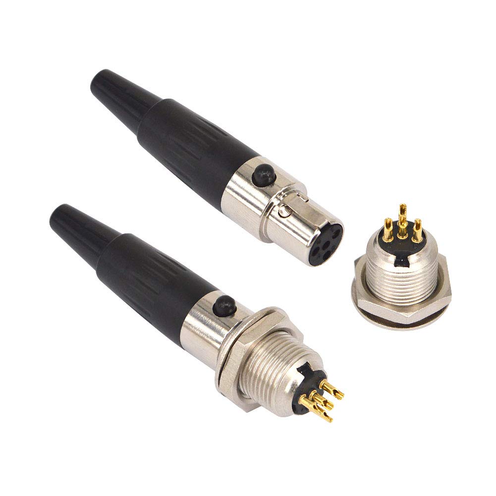 onelinkmore 4 Pin Mini XLR TA4F Male Female Panel Mount Socket Connector Mic Audio Socket XLR Connector Mini Jack,4 Pin for Pro Microphones Aviation