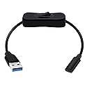 HuaLiSiJi USB C Female to USB 3.0 A Male Cable with Switch 5Gbps Transmission and Charging Type C Female to USB Male Adaptor Cable (Black, 0.2 m)