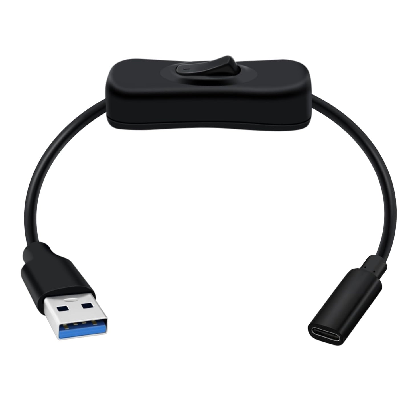 HuaLiSiJi USB C Female to USB 3.0 A Male Cable with Switch 5Gbps Transmission and Charging Type C Female to USB Male Adaptor Cable (Black, 0.2 m)
