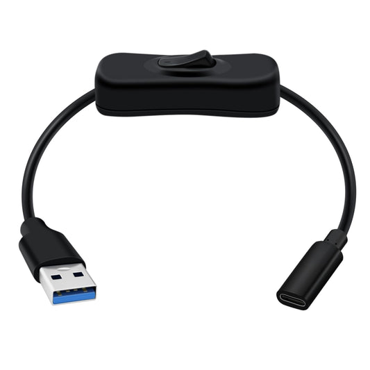 HuaLiSiJi USB C Female to USB 3.0 A Male Cable with Switch 5Gbps Transmission and Charging Type C Female to USB Male Adaptor Cable (Black, 0.2 m)