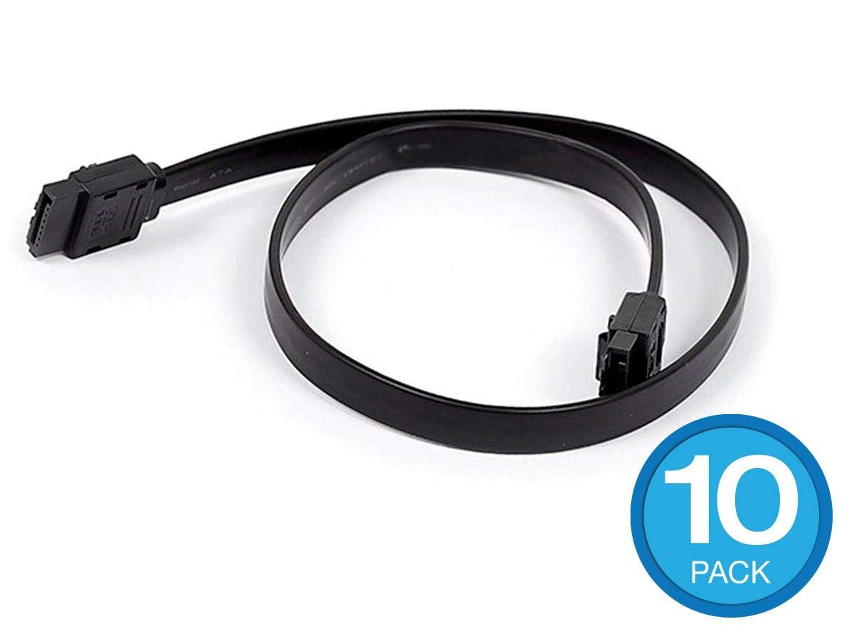 Monoprice SATA 6Gbps Straight Connector Cable with Lock Inchg Latch - 1.5 Feet - Black (10 Pack) Compatible with SATA HDD, SSD, CD Driver, CD Writer