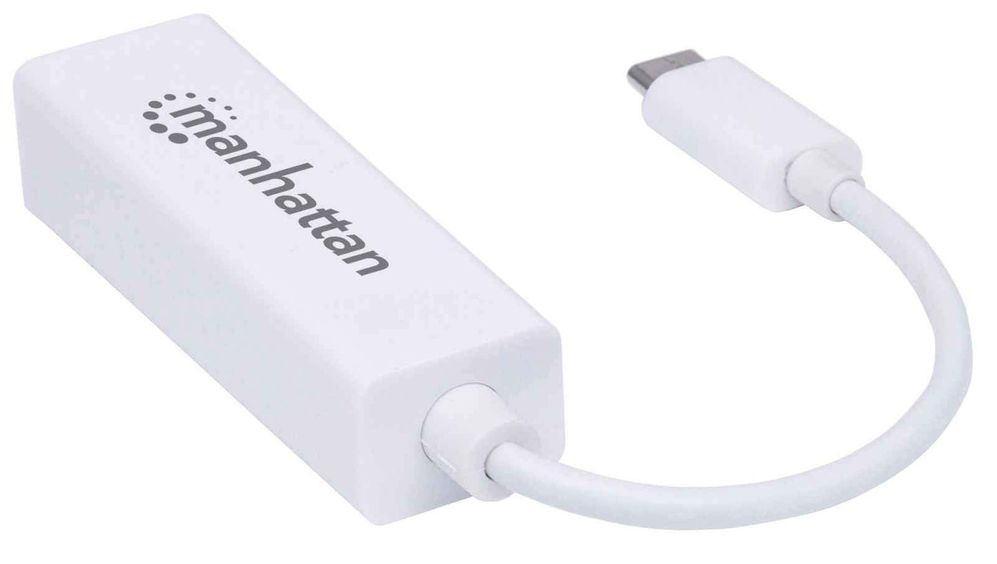 MANHATTAN USB Type-C to Gigabit Network Adapter - 5gbps, 10/100/1000 Mbps, 3.2 Gen 1-3 Yr Mfg Warranty - 507585