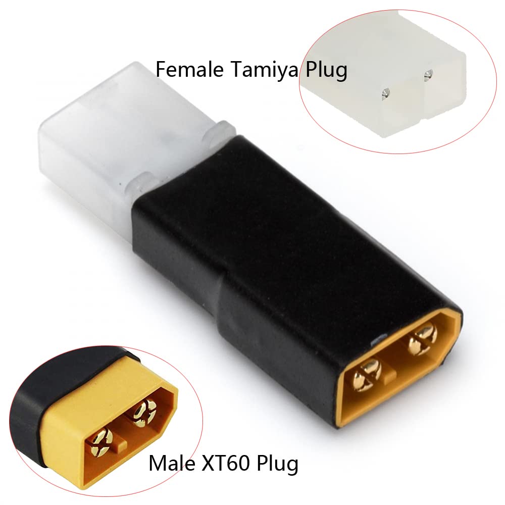 LINSYRC 2pcs XT60 Male to Bigtamiya Female Connector Adapter and 2pcs XT60 Female to Bigtamiya Male Connector Adapter for Nicd Nimh Dynamite Pack