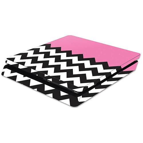 MightySkins Skin Compatible with Sony PS4 Slim Console - Pink Chevron | Protective, Durable, and Unique Vinyl Decal wrap Cover | Easy to Apply