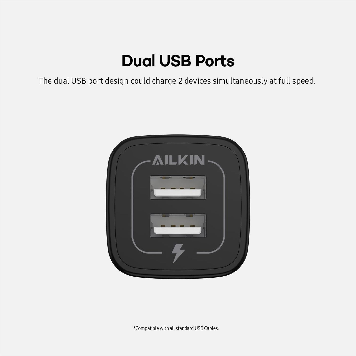 AILKIN USB MultiPort Charging Block, Wall Plug Station, Travel Charger Cube