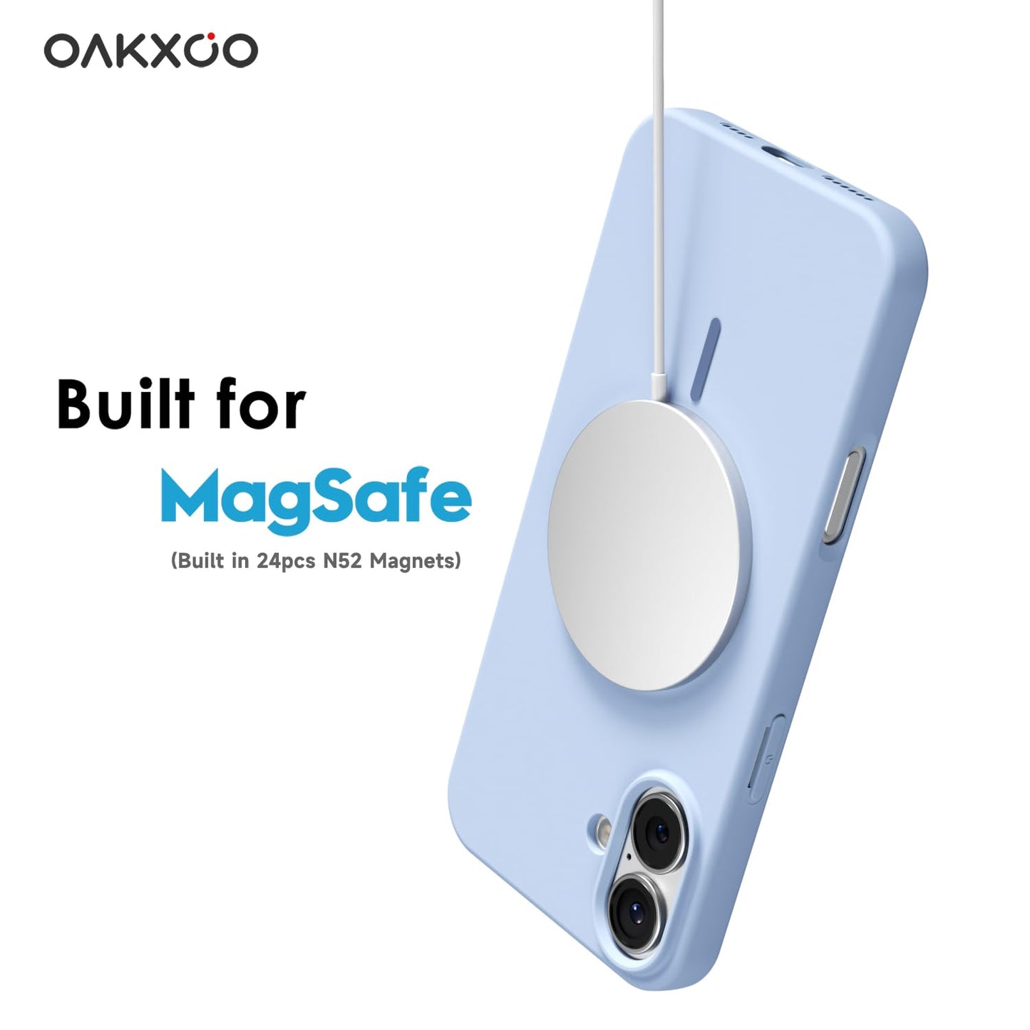 oakxco for iPhone 16 Plus Case Silicone Mag Safe, Magnetic Slim Thin Phone Case Compatible with Magsafe Wireless Charging, Cute Girly Aesthetic Soft