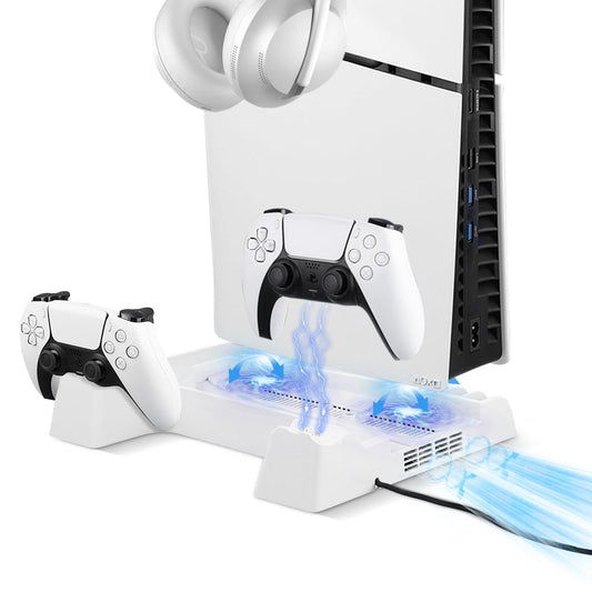 TECTINTER for PS5/Pro/Slim Stand and Cooling Station,3-Level PS5 Cooling Station,Charger for PlayStation 5&Edge Controller,Design for PlayStation