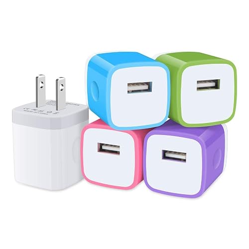 USB Plug, Charging Block, Sicodo [5Pack-1Port] Fast Charging USB Wall Charger Brick Power Adapter Cube for iPhone 17/16/15/14/SE Pro