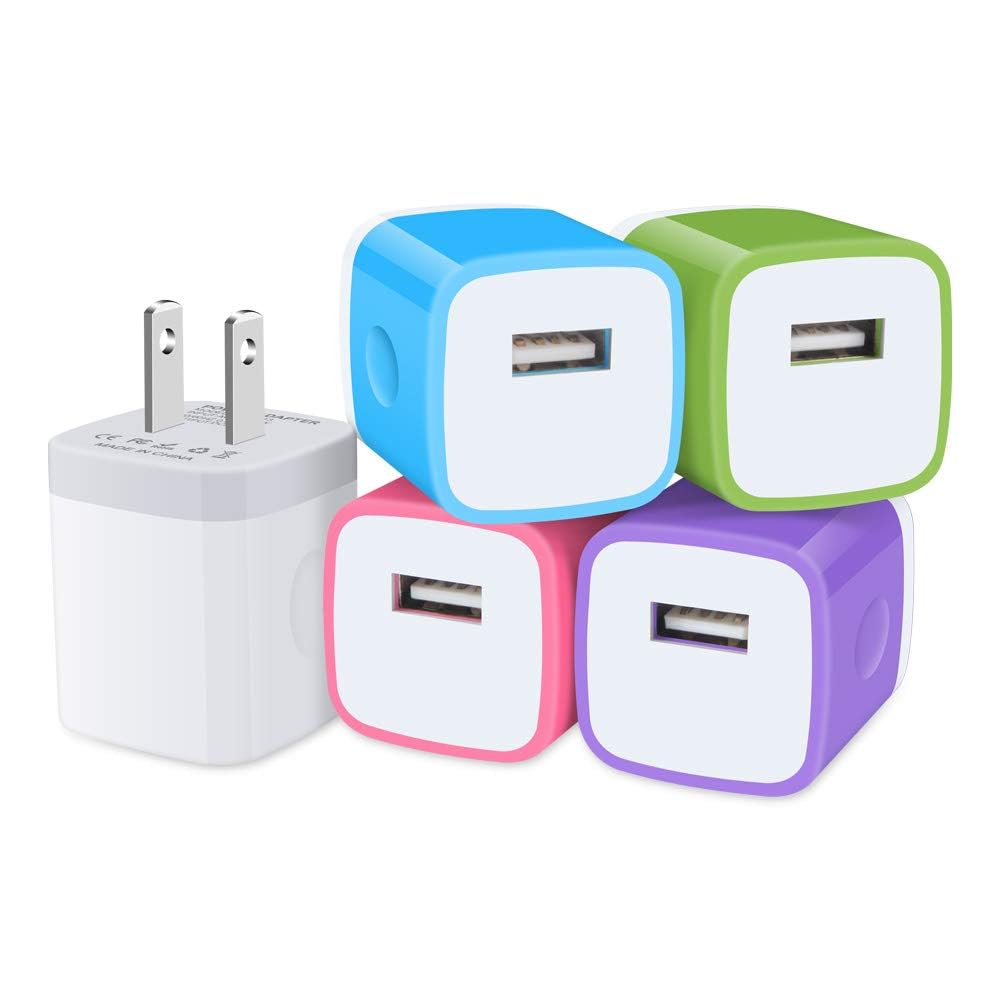 USB Plug, Charging Block, Sicodo [5Pack-1Port] Fast Charging USB Wall Charger Brick Power Adapter Cube for iPhone 17/16/15/14/SE Pro