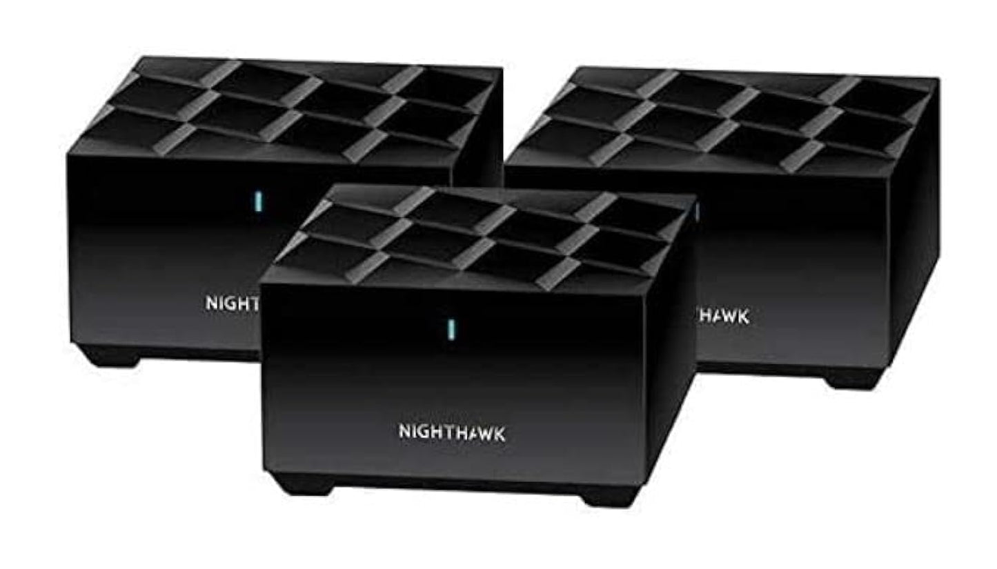 NETGEAR Nighthawk MK63S AX1800 Whole Home Mesh Wi-Fi 6 System with 1.8GBPS Speed, OFDMA Technology, and WPS Security Protocol (Black, 3-Pack, Renewed)