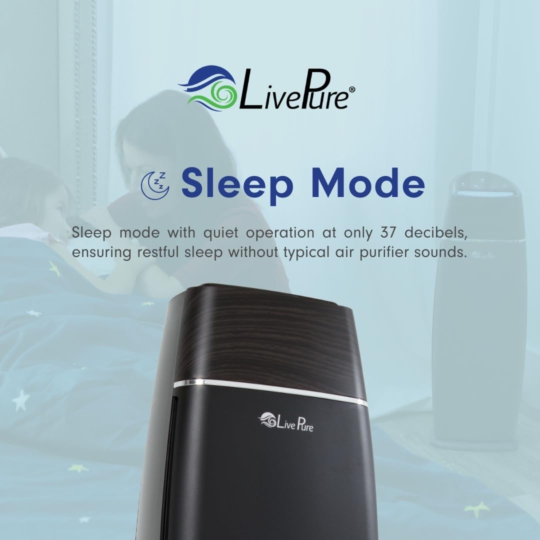 LivePure LP260TH-W Sierra Series True HEPA Digital Tall Tower Air Purifier for Home Captures Allergens, Smoke, Pollen, Mold, Dust Mites, Pet Hair