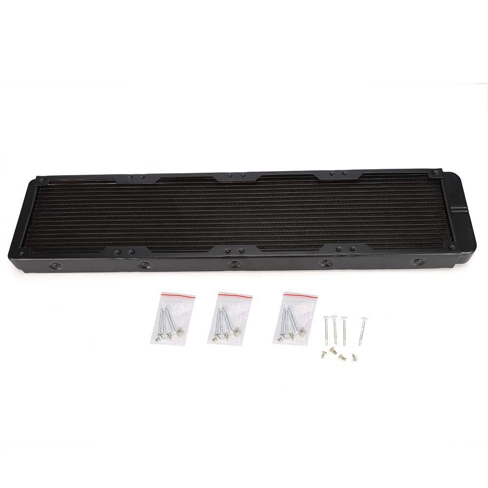 Computer Heat Exchanger Radiator, G1/4 Thread 480mm Water Cooling Radiator 18-Tubes Aluminum Alloy Heat Exchanger Computer for Cooling System