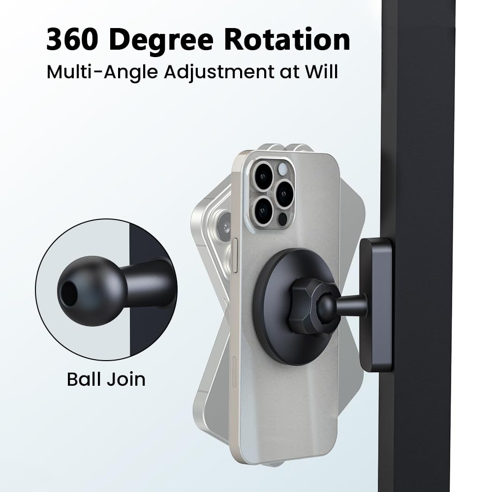 GIVUBES Magnetic Phone Holder for Gym & Office - [18N Strong] 360° Adjustable Mount for iPhone 16/15/14/13/12 Pro Max & Samsung Galaxy - Aluminum