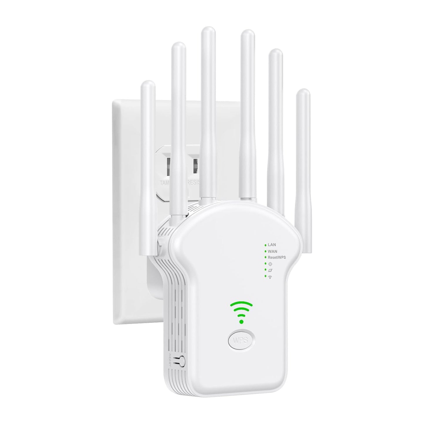 Niuluze WiFi Extenders Signal Booster for Home, Coverage up to 8000 sq.ft, Wireless Internet Repeater 300Mbps, Ethernet Port, 5 Modes, 6 Antennas 360