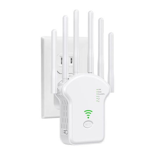 Niuluze WiFi Extenders Signal Booster for Home, Coverage up to 8000 sq.ft, Wireless Internet Repeater 300Mbps, Ethernet Port, 5 Modes, 6 Antennas 360