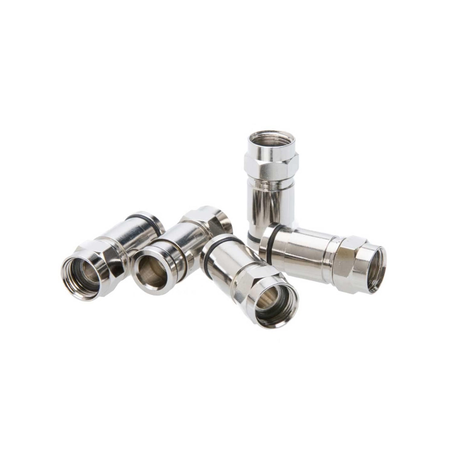 SATMAXIMUM RG6 F Type Compression Connector, All-Metal Coaxial Fitting Plug for Satellite & Cable TV - Compatible with Standard Compression Tools, 0.3