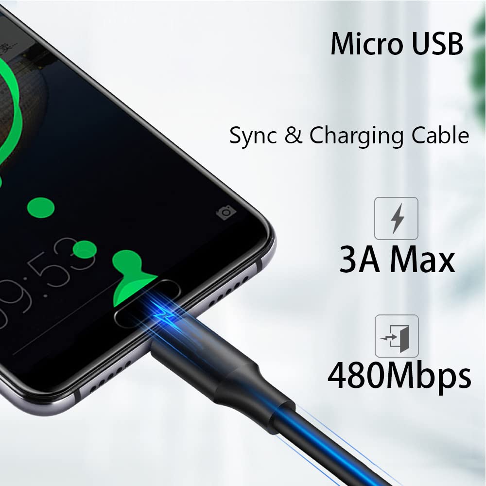 Pocxwa USB-A to Micro USB Charging Cable, 480Mbps Data Sync, USB 2.0 Fast Charger Cord 3.3Ft Compatible with Samsung LG Sony Moto Nokia Old Android