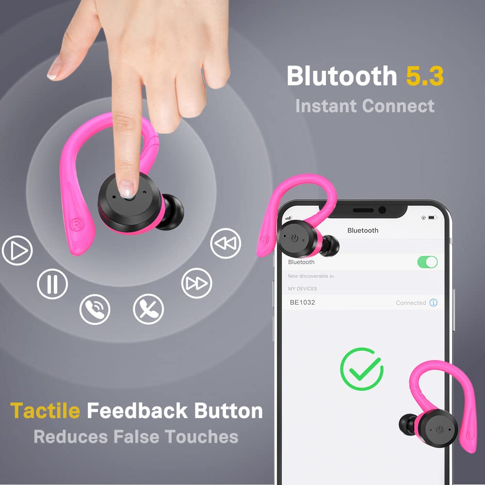 APEKX Wireless Earbuds, IPX7 Waterproof Bluetooth Headphone w/Mic Deep Bass
