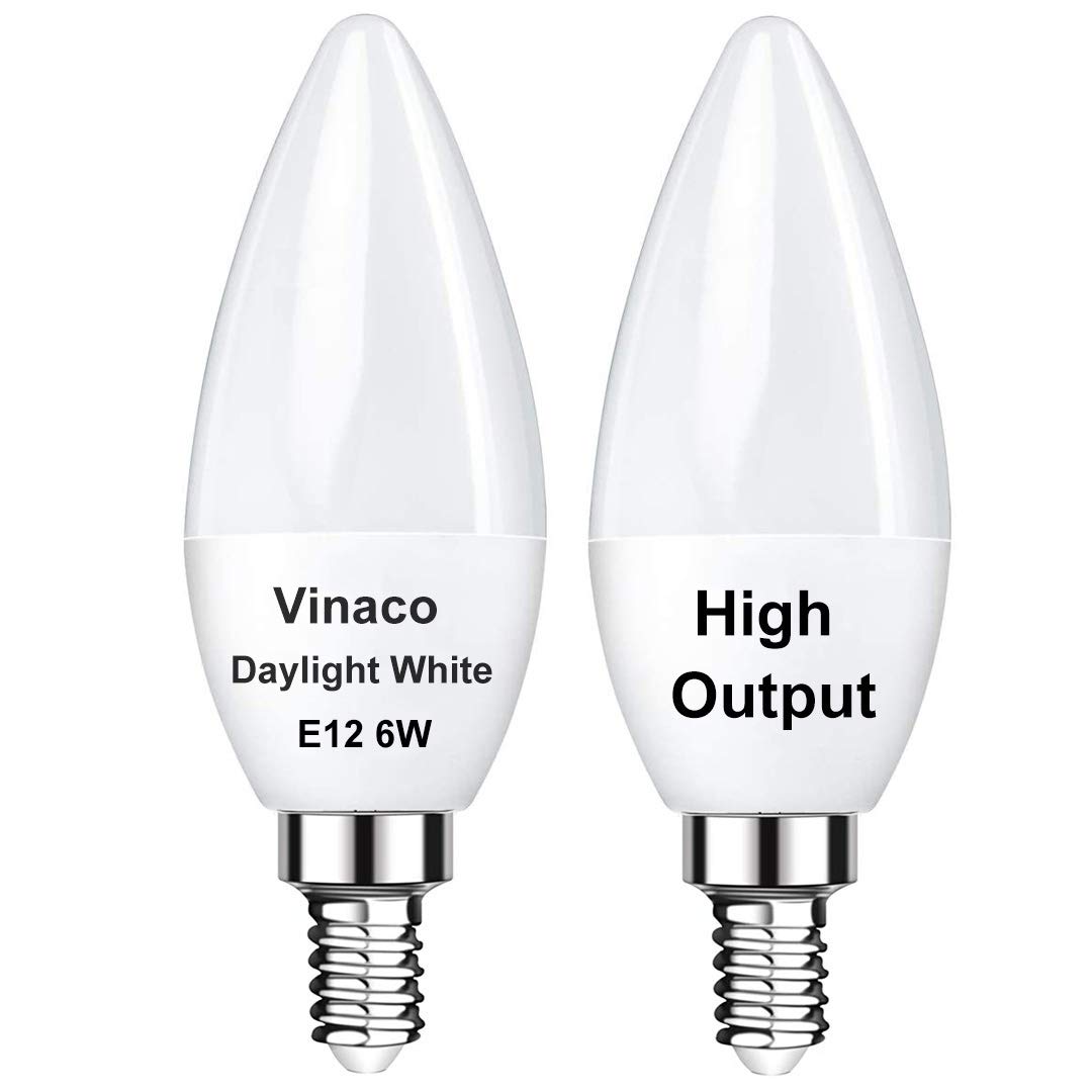 Vinaco E12 LED Candelabra Bulb 6W 5000K Daylight for Ceiling Fan Light