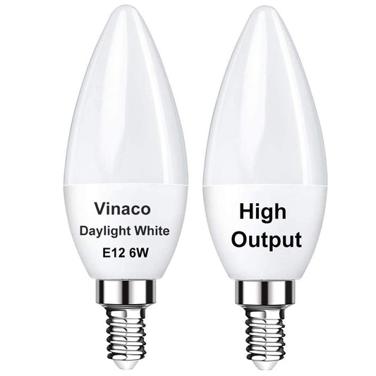 Vinaco E12 LED Candelabra Bulb 6W 5000K Daylight for Ceiling Fan Light