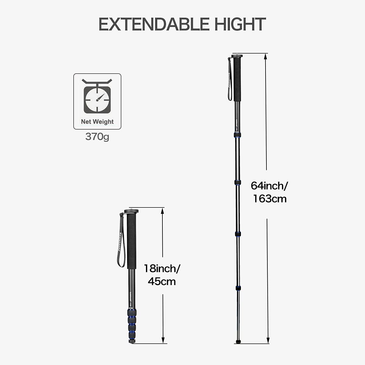 Koolehaoda 64-inch Camera Aluminium Monopod for All Canon Sony, Nikon