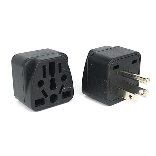 2-Pack ALINNA US Travel Plug Adapter, EU to US Plug Adapter, Universal EU UK AU CN JP to USA (Type B), Grounded 3 Prong USA Wall Plug Adaptor Outlet…