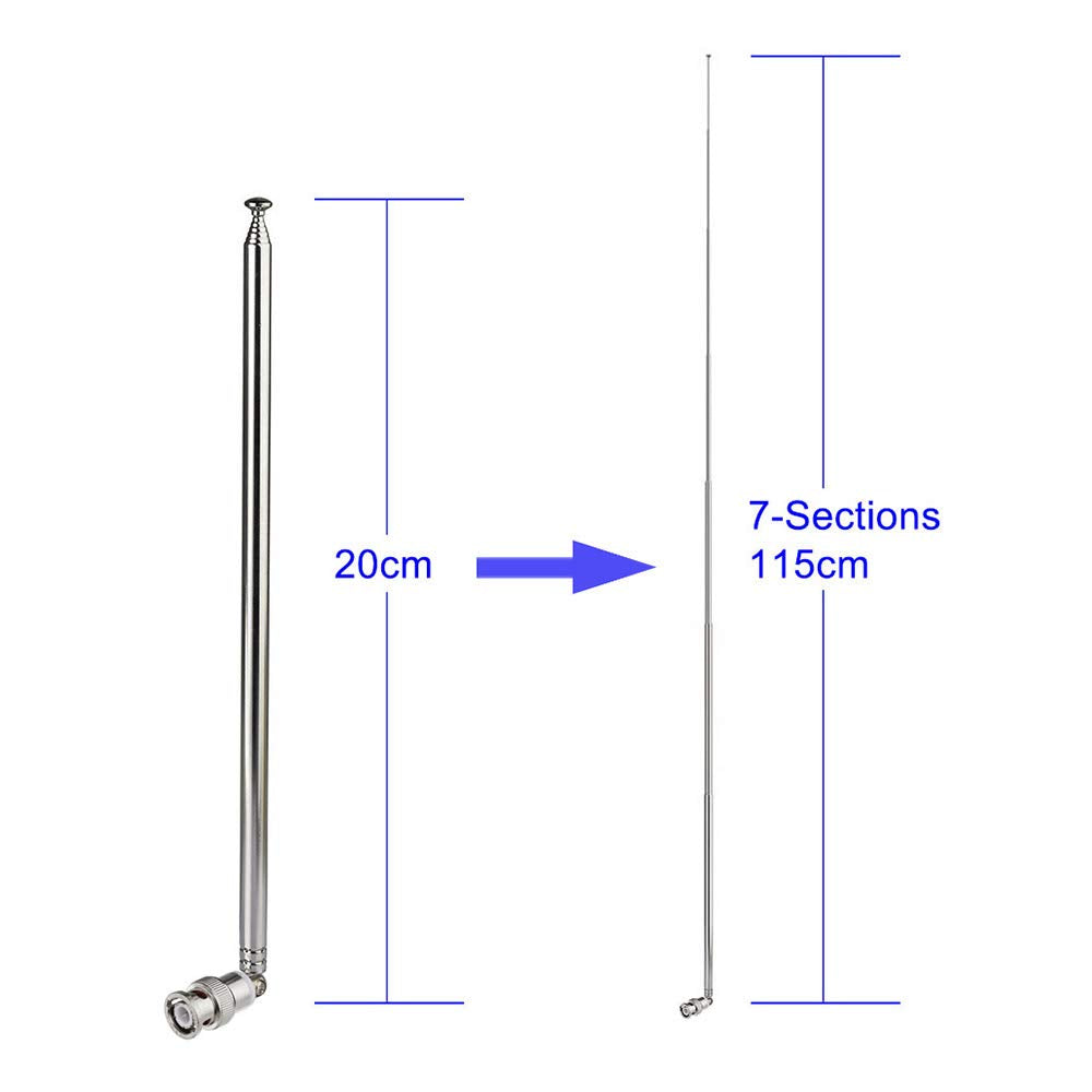 Bingfu Police Radio Scanner Antenna 20-1300MHz 7 Section Telescopic BNC Male 2-Pack Handheld Ham CB Antenna for Uniden Whistler Police Scanner Two Way