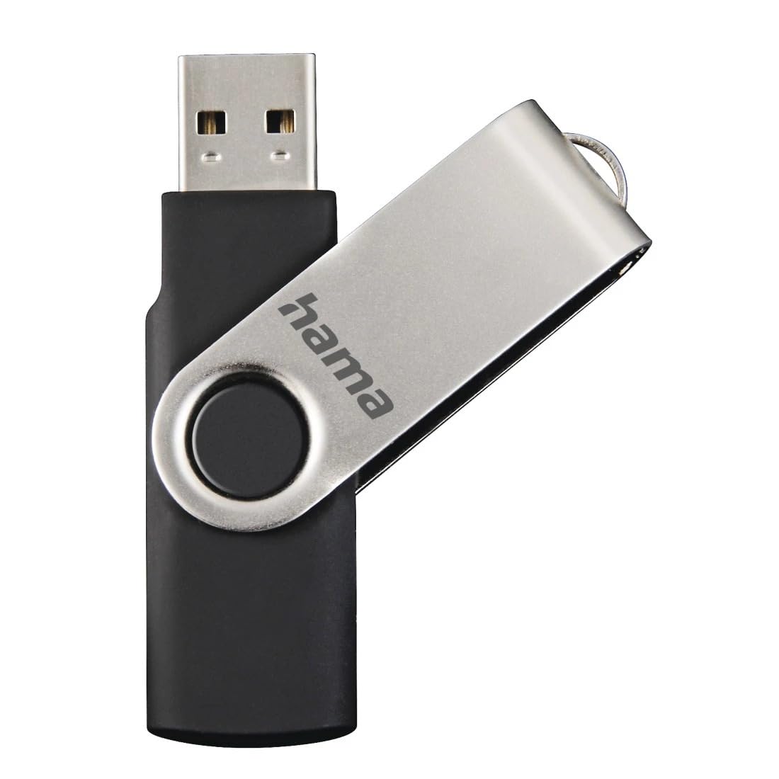 Hama 32 GB USB 2.0 Data Stick 10 MB/s Data Transfer with Eyelet for Attaching to Key Ring Memory Stick Metal Suitable for Windows/MacBook Silver